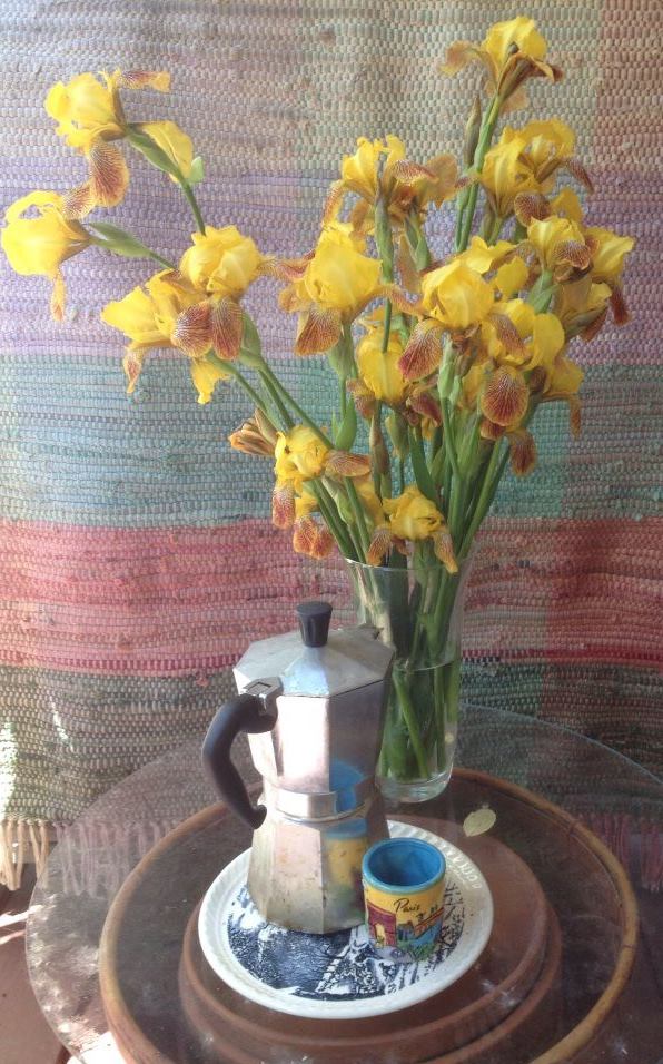 Decorative image with bouquet of irises